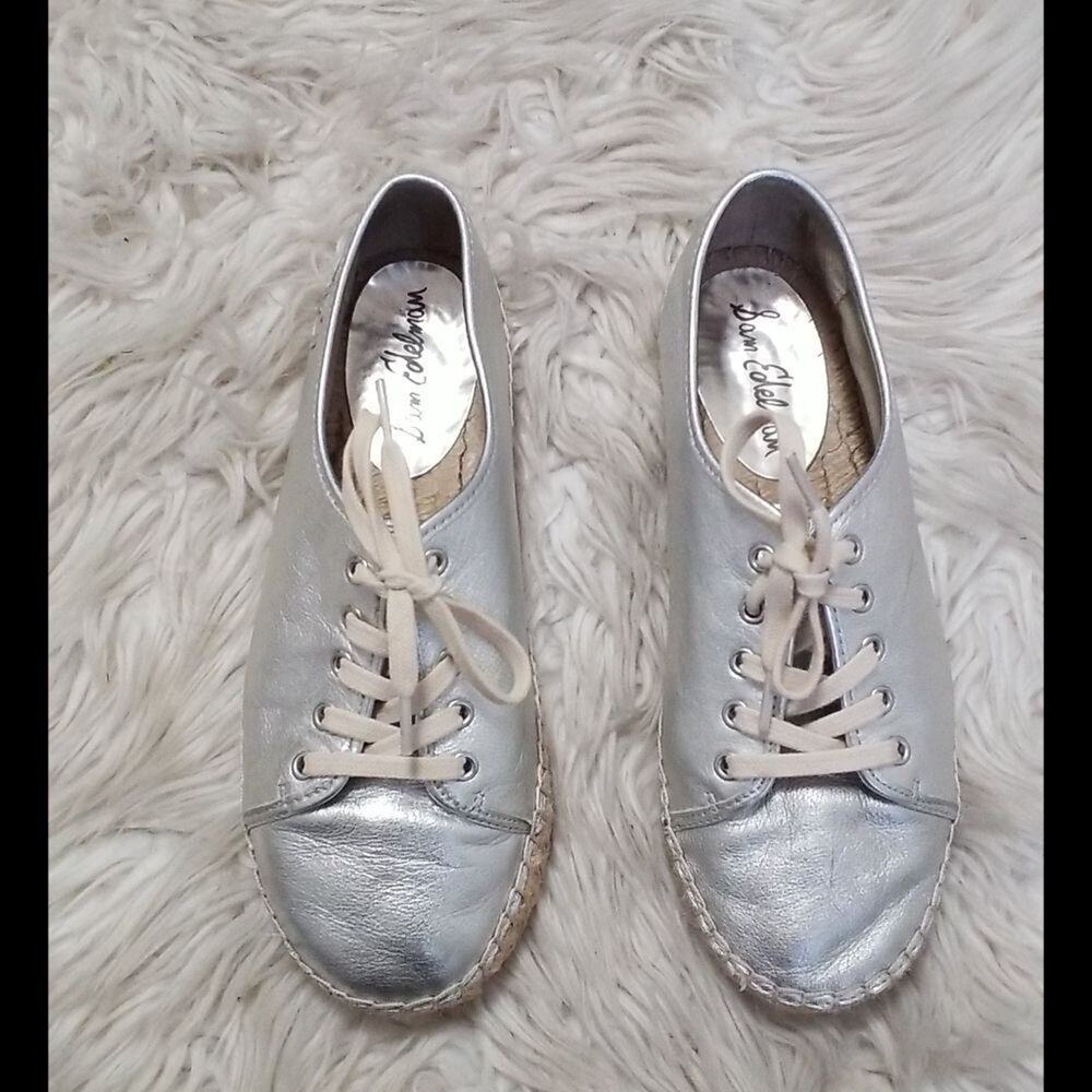 Sam Elderman Silver Lillian Espadrilles S - image 1